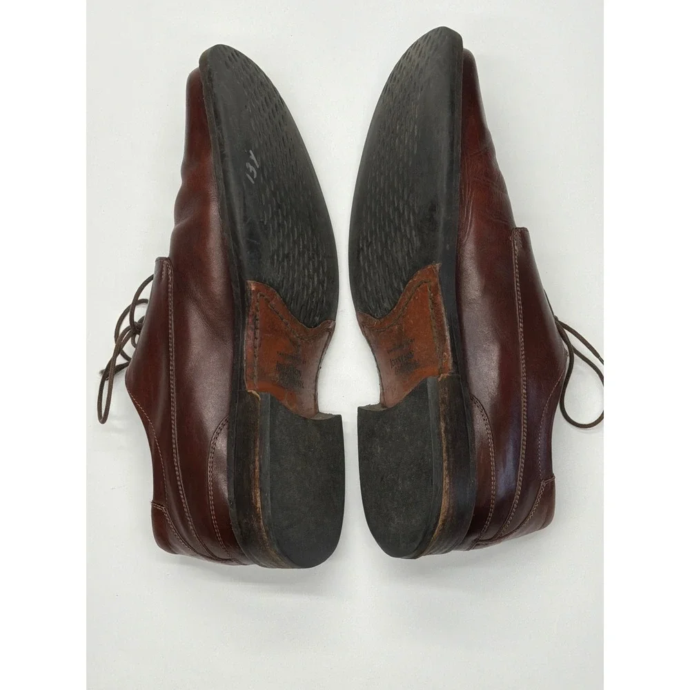 Johnston & Murphy Mens Brown Leather Square Toe Handcrafted Derby Shoes Size 9.5